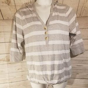 Sonoma Gray/White Striped Top